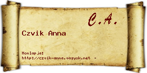 Czvik Anna névjegykártya